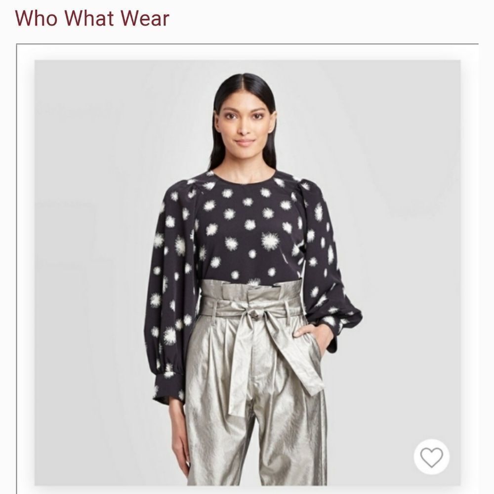 WHO WHAT WEAR Dandelion Dots NWT Shirt Size Small Workwear Zip back Black white